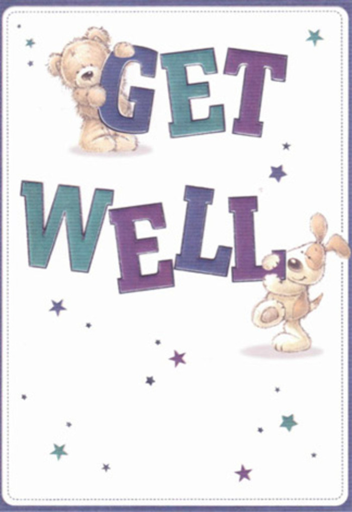 On this cheerful get well card, a friendly bear and an exuberant puppy share centre stage, their playful postures radiating patience and hope-a tableau as welcoming as Winchmore Hill's local shops on a sunny day. The soft, tactile fur of the bear and the gentle, velvety ears of the pup are illustrated with a depth and warmth that invite you to imagine their embrace. Bold letters of 'GET WELL,' coloured in gradients of vivid purple and calming teal, rise confidently from a clean white background, mirroring the inviting openness that defines this neighbourhood. Clusters of twinkling stars are scattered about, each one carrying a hint of magic, much like a thoughtfully arranged bouquet delivered along the winding streets near Winchmore Hill Broadway. Every brushstroke is placed with the same intentionality as stems in a bespoke floral arrangement, the overall effect combining innocence, reassurance, and a touch of lighthearted fun. Ideal for anyone needing a boost, this card reflects the heartfelt care that makes Winchmore Hill such a special community-offering a visual remedy filled with cheer, hope, and gentle encouragement.